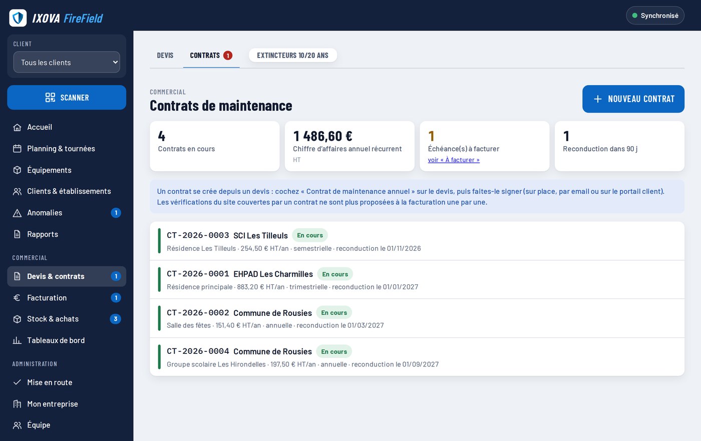 Contrats de maintenance