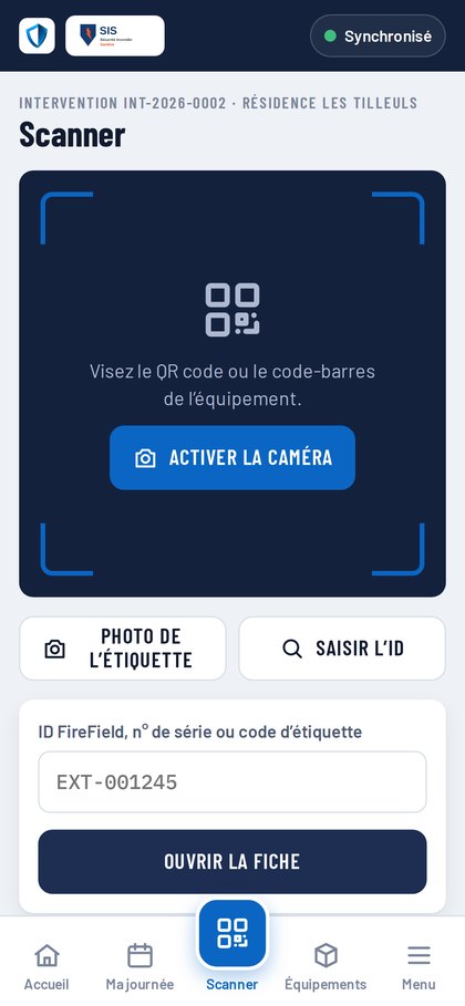Écran Scanner un QR code de l’application